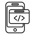 Smartphone code developer icon outline vector. Build team coder