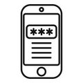 Smartphone code icon outline vector. Lock security