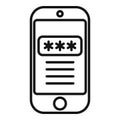 Smartphone code icon outline vector. Lock security Royalty Free Stock Photo