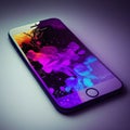 Smartphone with colorful abstract screen on gradient background. 3d illustration Royalty Free Stock Photo