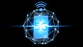 Smartphone connection 5G icon technology, Smartphone using 5G technology with virtual screen icon, Technology Internet 5G global
