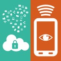 smartphone connection safety cloud data media Royalty Free Stock Photo