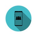Smartphone contacts long shadow icon. Simple glyph, flat vector of mobile concept icons for ui and ux, website or mobile