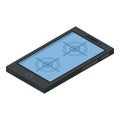 Smartphone control drone icon, isometric style