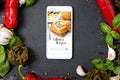 Smartphone with culinary recipes application