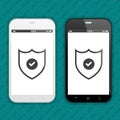 Smartphone cyber security. Mobile security app. Data protection icon. Vector Illustration