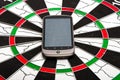 Smartphone on dartboard