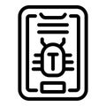 Smartphone data bug icon outline vector. Access key