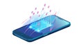 Smartphone with Data Flow, Digital Communication & Tech Vector, Generative AI Royalty Free Stock Photo