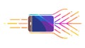 Smartphone with Data Flow, Digital Communication Vector, vector design Generative AI Royalty Free Stock Photo