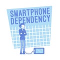 Smartphone dependency. Lineart concept illustration