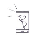 smartphone device with map continent american app