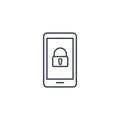 Smartphone device password, digital data secure lock, padlock access thin line icon. Linear vector symbol Royalty Free Stock Photo