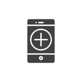 Smartphone device and plus sign on display icon vector Royalty Free Stock Photo