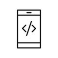 Smartphone device tech with code signs line style icon