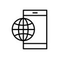 Smartphone device tech and sphere browser line style icon