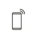 Smartphone device thin line icon. Vector illustration for cellphone, calls, receiving message or email, wifi, internet access etc