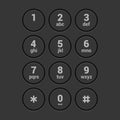 Smartphone Dial Keypad Screen on Dark Background. Vector