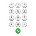 Smartphone Dial Keypad Screen on White Background. Vector