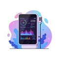A smartphone with a digital interface displaying analytics, featuring a circular graph, Royalty Free Stock Photo