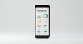 Smartphone Displaying Agricultural App with Data Charts in Studio Setting Informative Mobile Application Interface for Royalty Free Stock Photo
