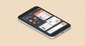 Smartphone displaying an app interface with a sleek design. The screen features Royalty Free Stock Photo