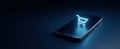 The smartphone displaying a glowing shopping cart icon on the screen..AI generated image Royalty Free Stock Photo