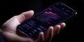 Smartphone displaying holographic analytics and data visualization trends