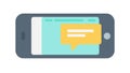 Smartphone displaying a message bubble icon, symbolizing digital conversation, vector design Generative AI Royalty Free Stock Photo
