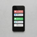 A smartphone displaying multiple notifications on Royalty Free Stock Photo