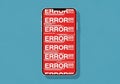 Smartphone displaying multiple red error messages in a flat design style Royalty Free Stock Photo