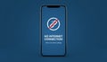 Smartphone displaying no internet connection message Royalty Free Stock Photo