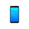 Smartphone displaying pattern lock screen for secure access and data protection