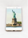 Smartphone displaying picture of Statue of Liberty, New York, USA Royalty Free Stock Photo