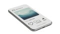 Smartphone displaying a social media post interface with like and comment buttons Royalty Free Stock Photo
