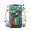 Smartphone displaying vibrant data visualizations Royalty Free Stock Photo