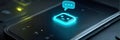 Digital Interaction on Smartphone Screen Showing Chat Interface With Glowing Icons and Buttons at Night Royalty Free Stock Photo