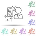 Smartphone dollar man multi color icon. Simple thin line, outline vector of managment icons for ui and ux, website or mobile Royalty Free Stock Photo