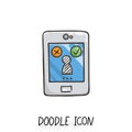 Smartphone doodle icon. Vector illustration.