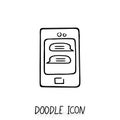 Smartphone doodle icon. Vector illustration.