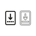 Smartphone with down arrow. Mobile download icon. Vector illustration. EPS 10.