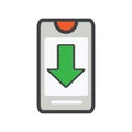 Smartphone with download box illustration. smartphone illustration. Flat vector icon Royalty Free Stock Photo