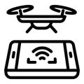 Smartphone drone control icon, outline style