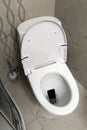 Smartphone dropped into toilet bowl, above view Royalty Free Stock Photo