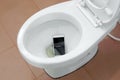 Smartphone dropped into toilet Royalty Free Stock Photo