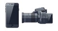 Smartphone and DSLR camera illustration. The Royalty Free Stock Photo