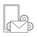 Smartphone and email with gears