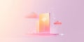 Smartphone emitting wifi signal connecting cloud computing servers in smart city
