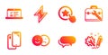 Smartphone, Energy and Like icons set. Messenger, Tool case and Web lectures signs. Vector