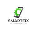 Smartphone engineering logo design. Mobile phone fixing vector design Royalty Free Stock Photo